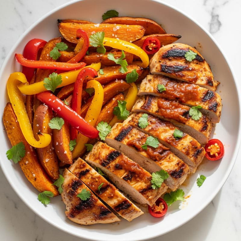 Grilled Chipotle Chicken with Roasted Sweet Potatoes