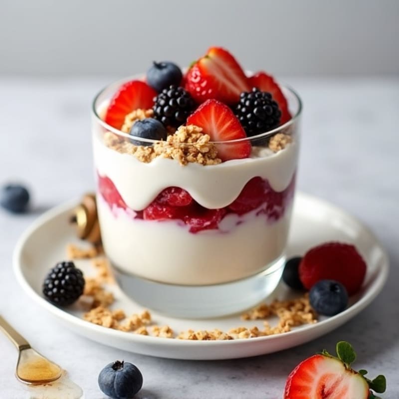 Creamy Greek Yogurt Parfait with Mixed Berries and Almond Butter
