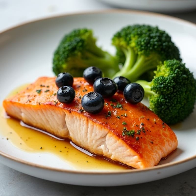Seared Salmon with Roasted Sweet Potato and Steamed Broccoli