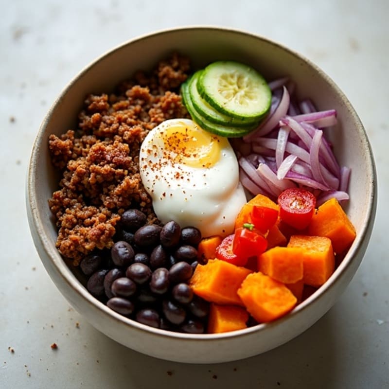 Lean Taco-Seasoned Ground Beef Bowl with Sweet Potatoes