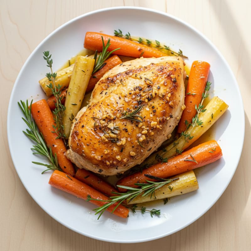 Garlic Herb Roasted Chicken with Root Vegetables