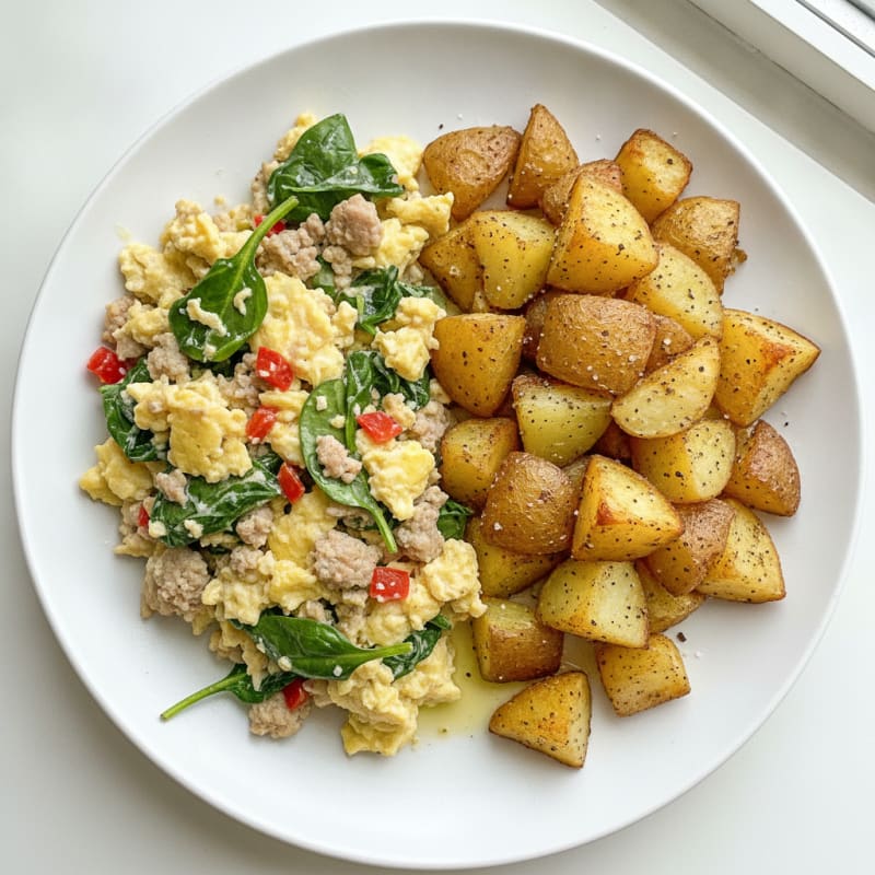 Hearty Scrambled Eggs with Roasted Potatoes