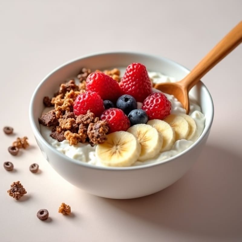 Protein-Packed Berry-Banana Yogurt Bowl with Chocolate-PB Crunch