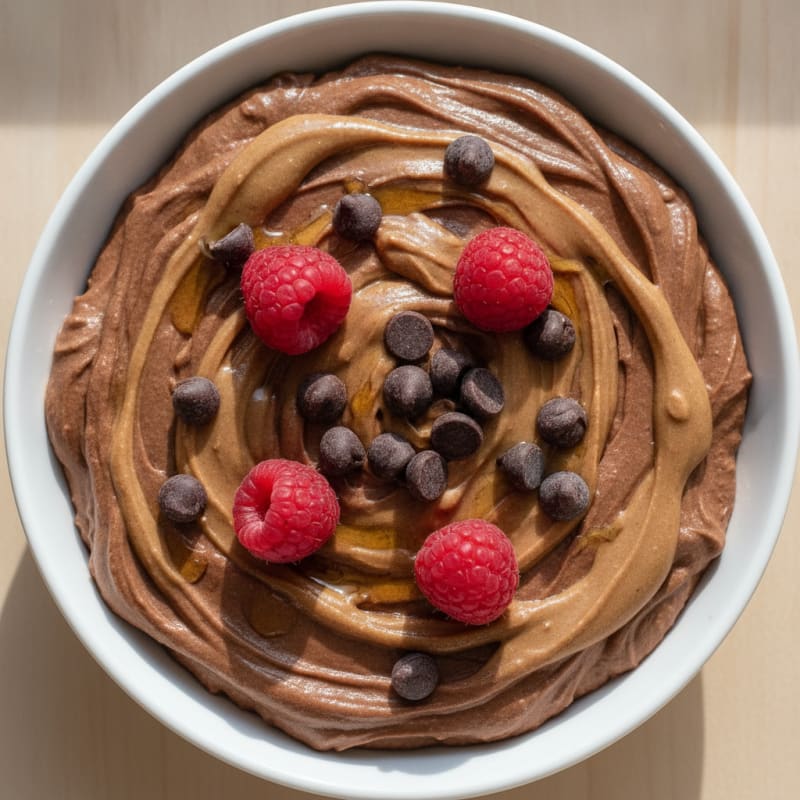 Chocolate Protein Mousse with Almond Butter Swirl