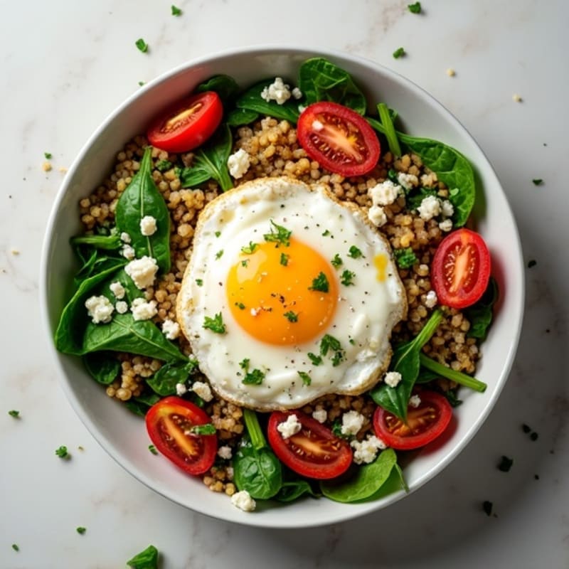 Fluffy Spinach Quinoa Egg Bowl