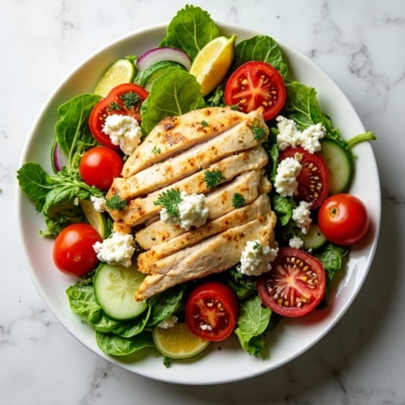 Crisp Vegetable Salad with Creamy Feta and Zesty Herb Dressing