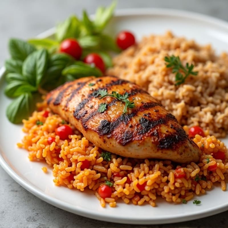 Herb-Spiced Jollof Rice with Roasted Chicken