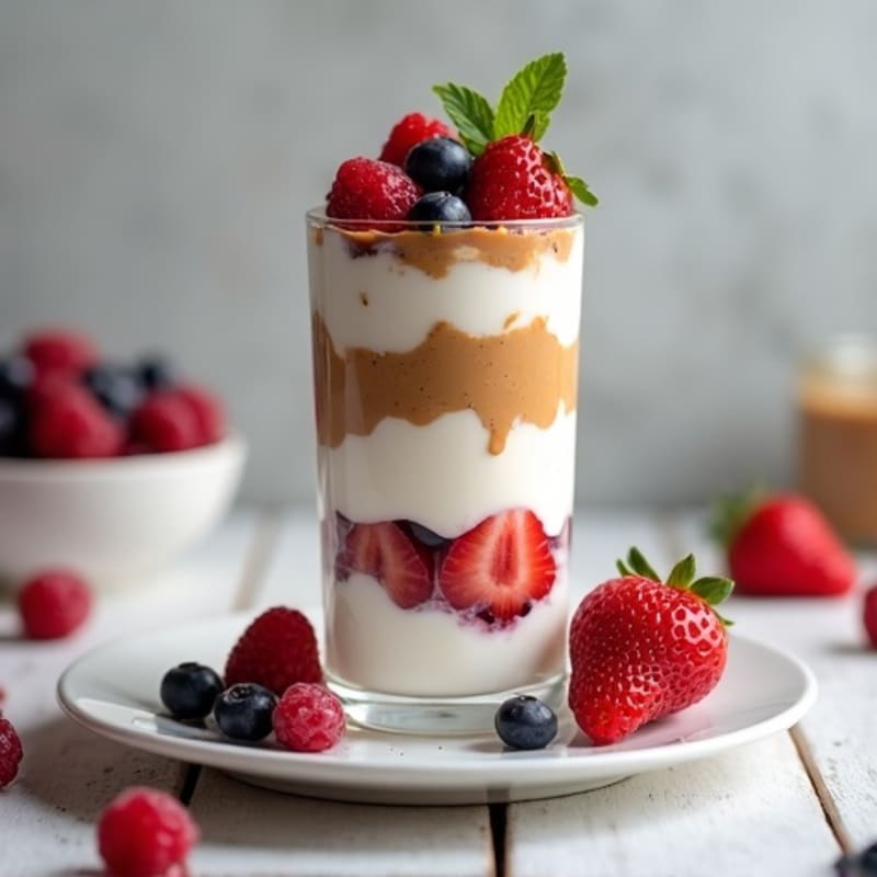 Greek Yogurt Protein Parfait with Berries and Almond Butter