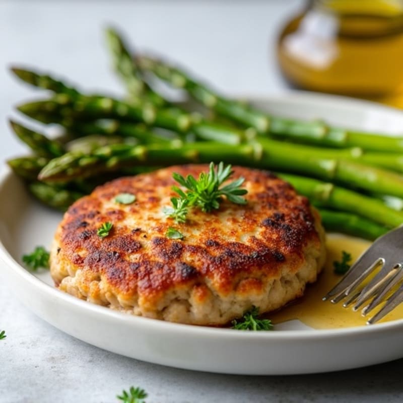 Juicy Herb Turkey Patties with Roasted Asparagus