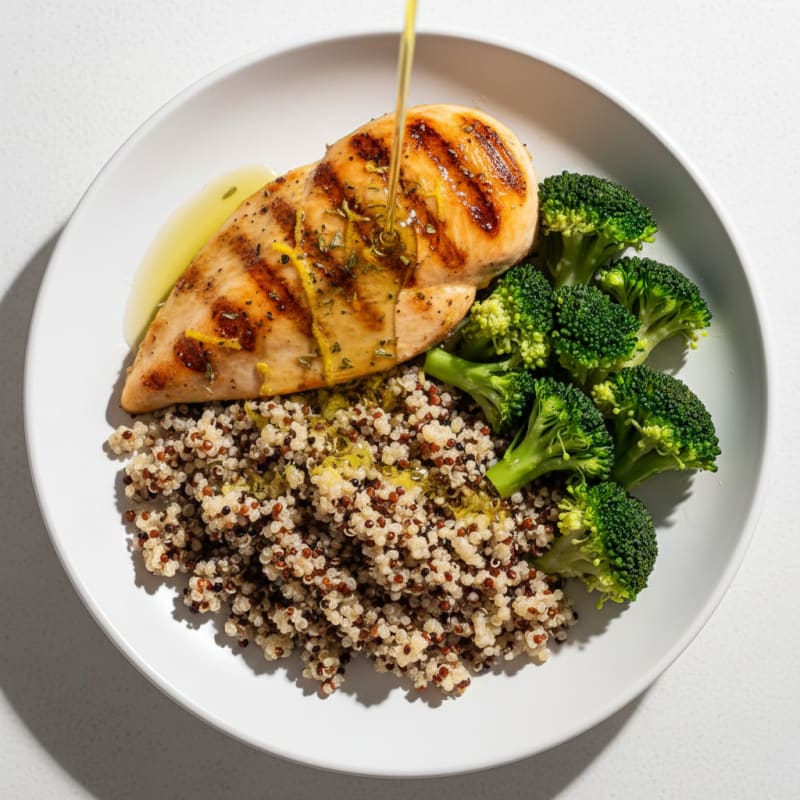 Grilled Chicken Breast with Quinoa and Steamed Broccoli