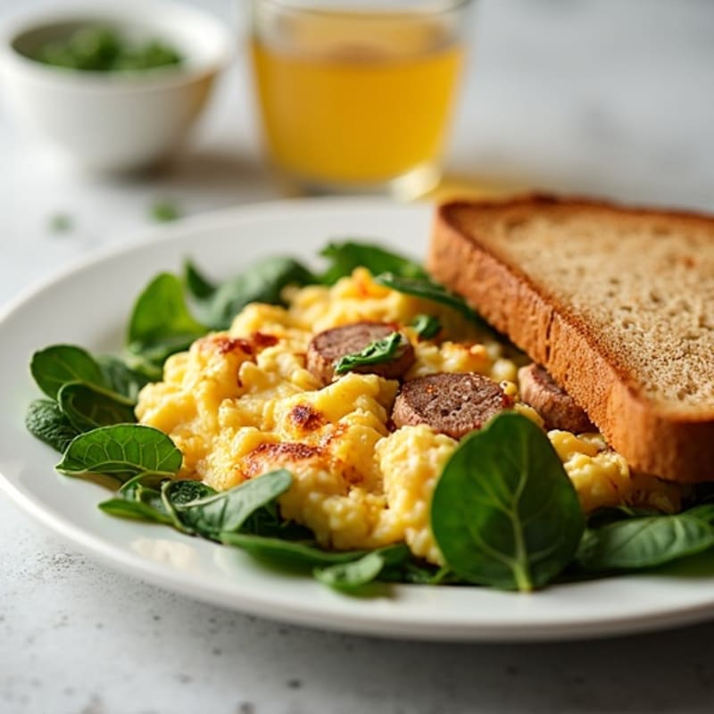 Egg White and Turkey Sausage Scramble with Spinach