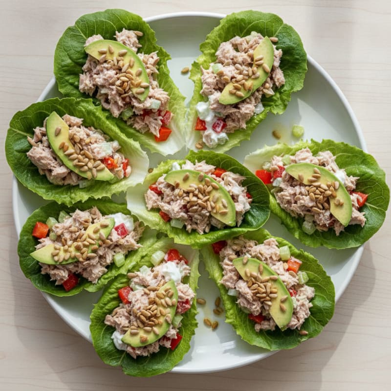 Tuna Salad Lettuce Wraps with Crunchy Veggies