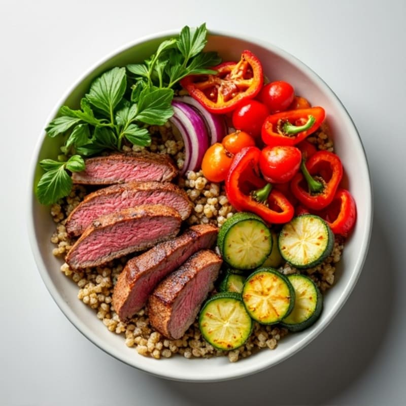 Sliced Steak and Roasted Vegetable Bowl