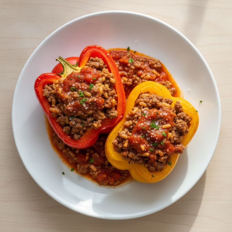 Beef and Rice Stuffed Bell Peppers