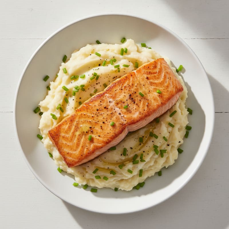 Pan-Seared Salmon with Garlic Mashed Potatoes