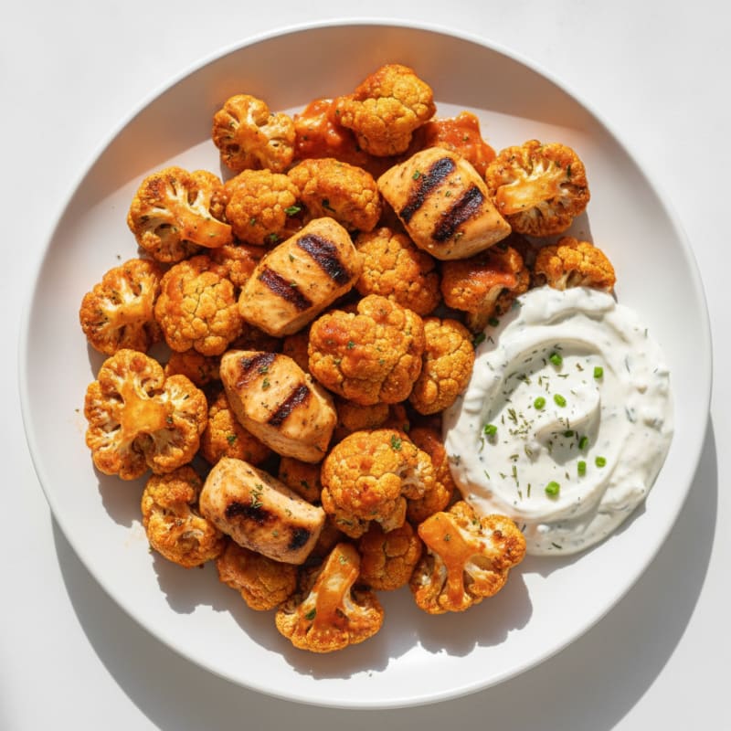Buffalo Cauliflower Bites with Ranch Dip