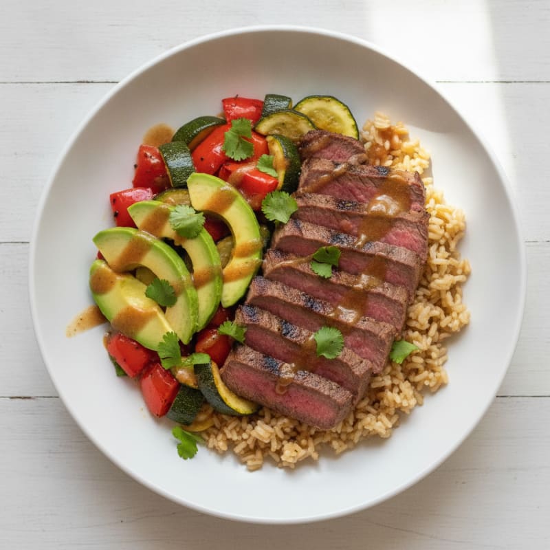 Grilled Steak and Vegetable Rice Bowl