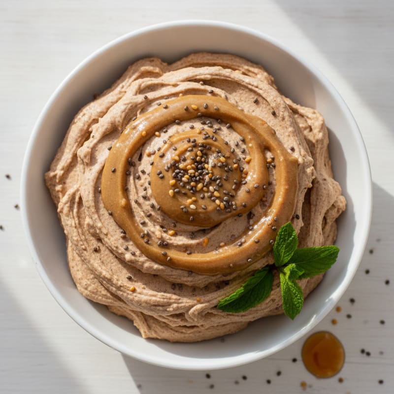 Silky Greek Yogurt Protein Mousse with Almond Butter Swirl