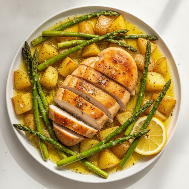 Garlic Herb-Roasted Chicken with Asparagus