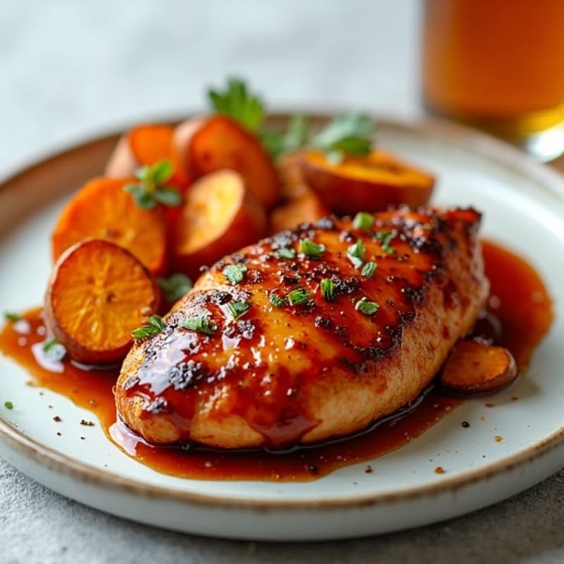 Honey-Garlic Glazed BBQ Chicken with Roasted Sweet Potatoes