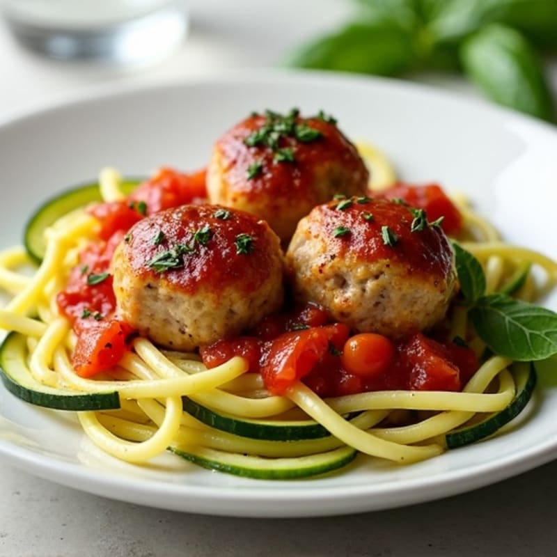 Lean Turkey Meatballs with Silky Zucchini Noodles and Fresh Tomato Sauce