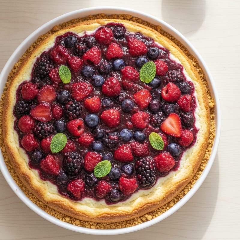 Creamy Greek Yogurt Protein Cheesecake with Mixed Berries