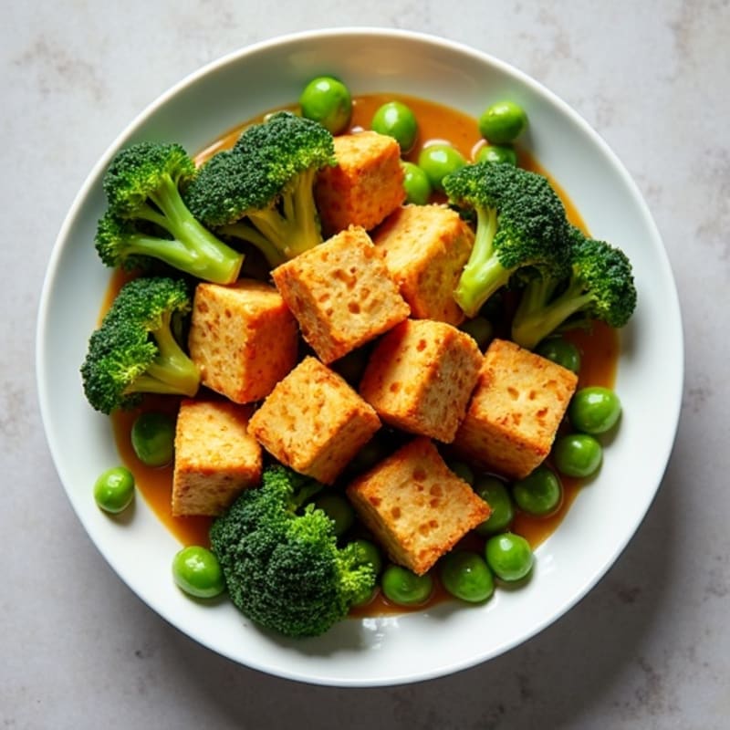 Crispy Tofu and Roasted Broccoli with Peanut Sauce