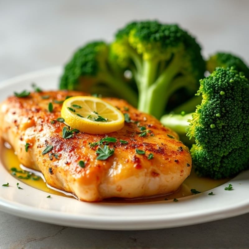 Crispy Lemon Garlic Chicken with Roasted Broccoli