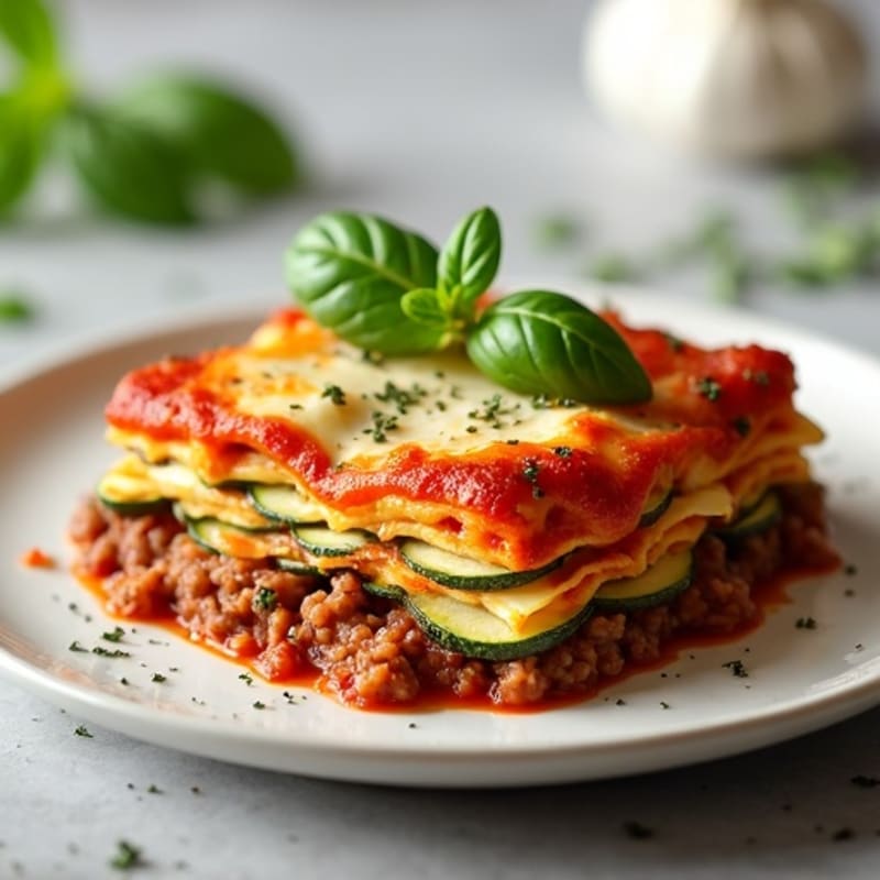Baked Zucchini Lasagna with Creamy Ricotta and Lean Ground Beef