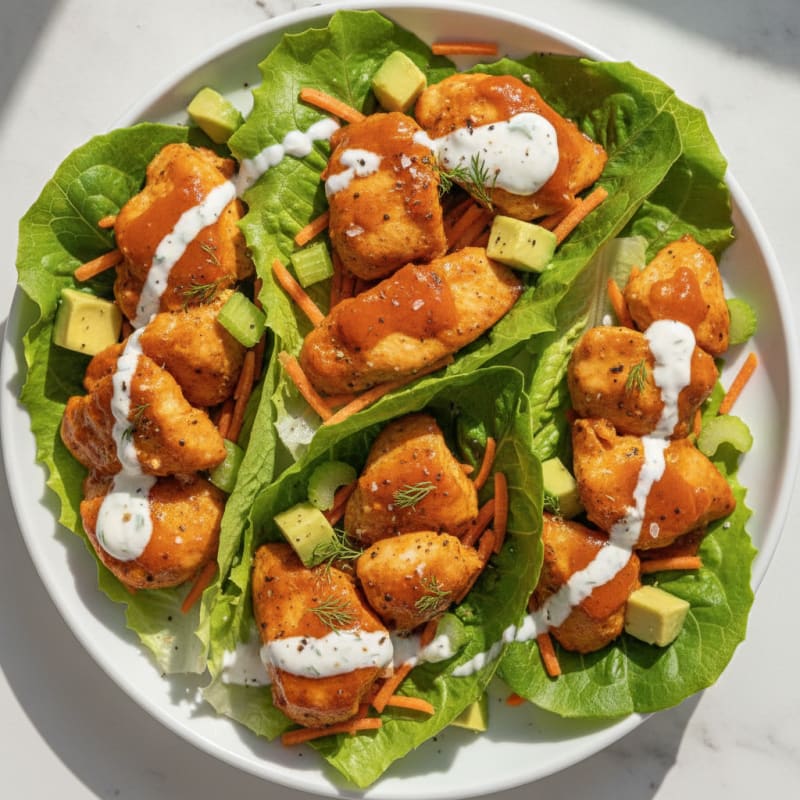 Buffalo Ranch Chicken Lettuce Wraps