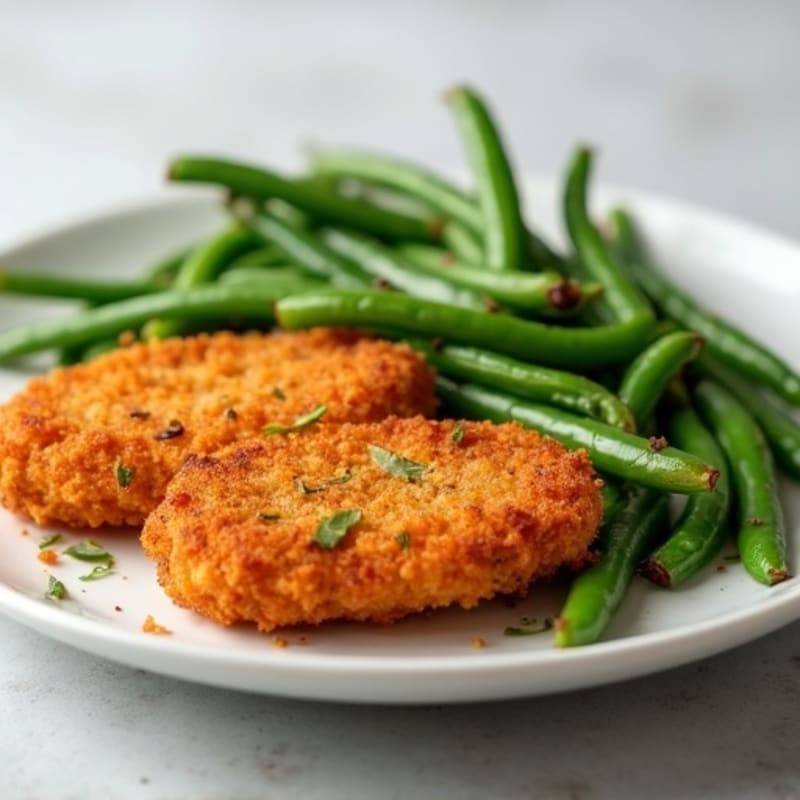 Crispy Baked Chicken Nuggets with Roasted Green Beans