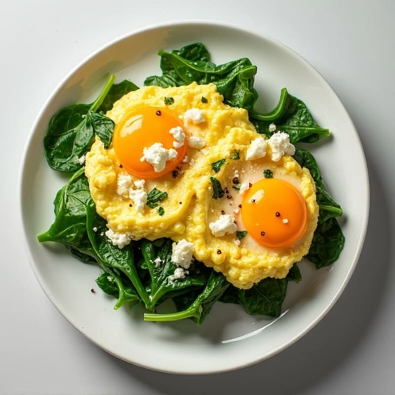 Creamy Scrambled Eggs with Spinach and Feta