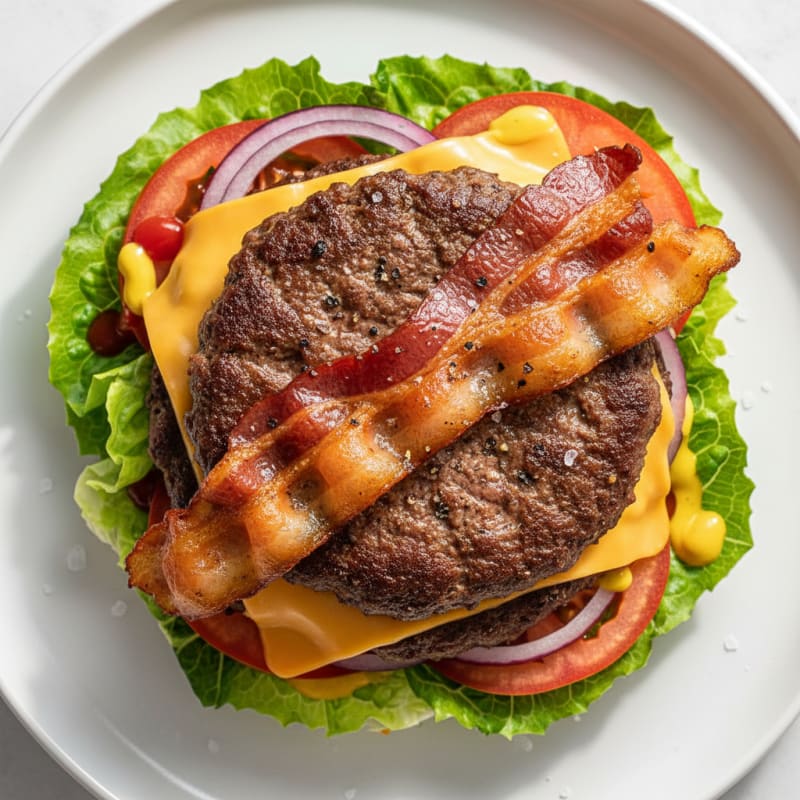 Crispy Double Bacon Cheeseburger Delight
