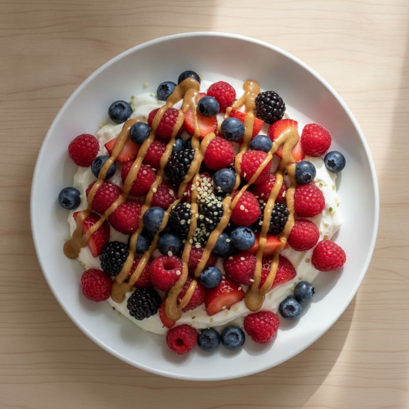 Silky Greek Yogurt Protein Bowl with Mixed Berries