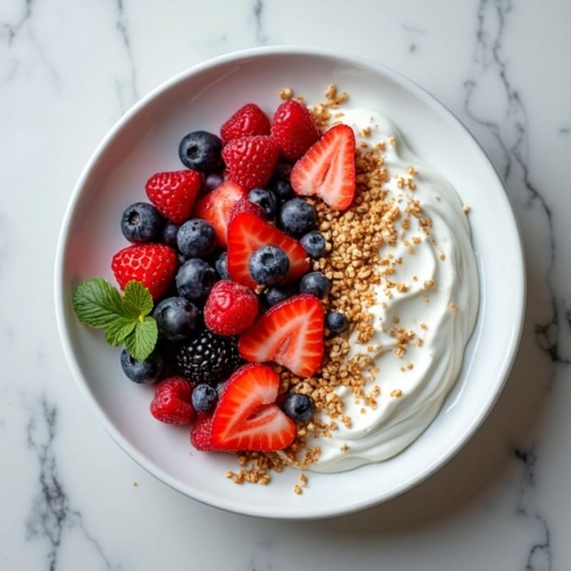 High-Protein Weetabix with Creamy Greek Yogurt, Fresh Berries, and Crunchy Seeds