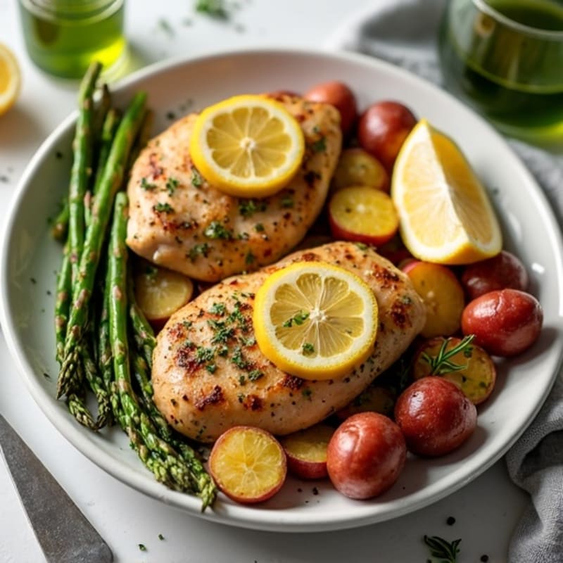 Sheet Pan Lemon Herb Chicken with Crispy Roasted Potatoes and Asparagus