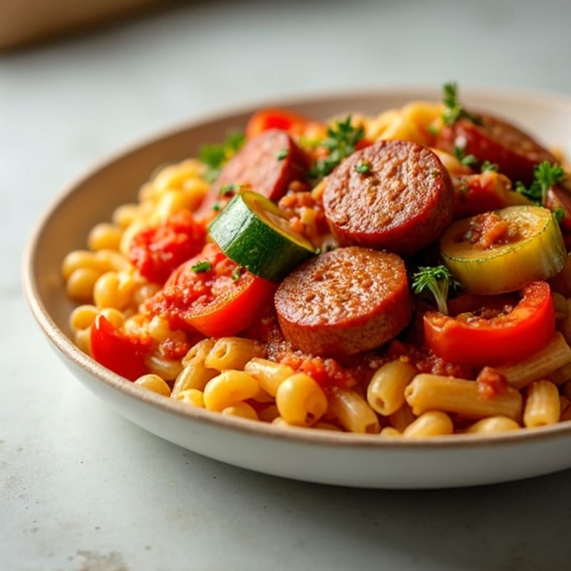 Lean Sausage and Vegetable Ragu with Whole Wheat Pasta