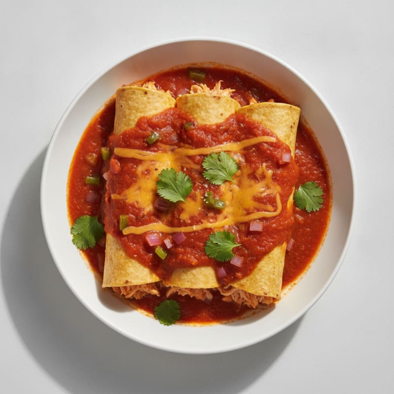 Chicken and Cheese Enchiladas with Red Sauce