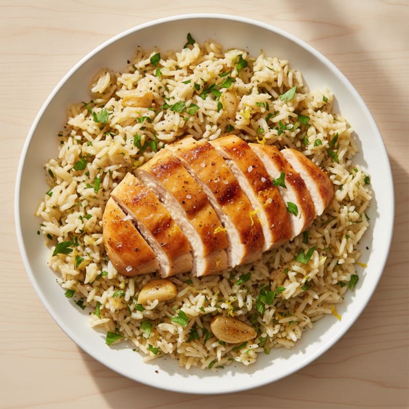 Lemon Herb Rice Pilaf with Roasted Chicken