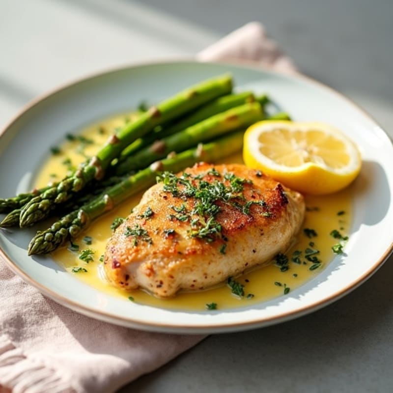 Lemon Herb Roasted Chicken with Crispy Asparagus