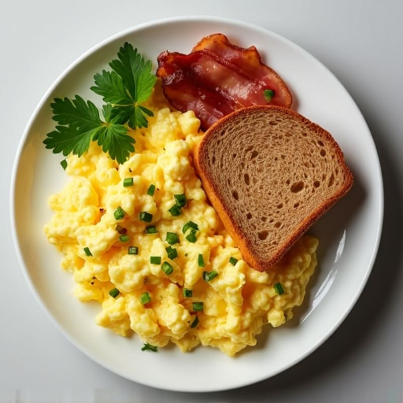 Fluffy Herb Scrambled Eggs with Crispy Whole Grain Toast