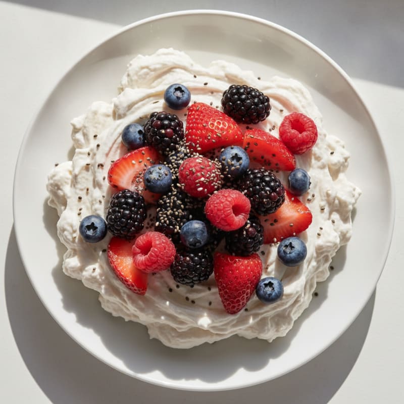 Greek Yogurt Protein Mousse with Mixed Berries