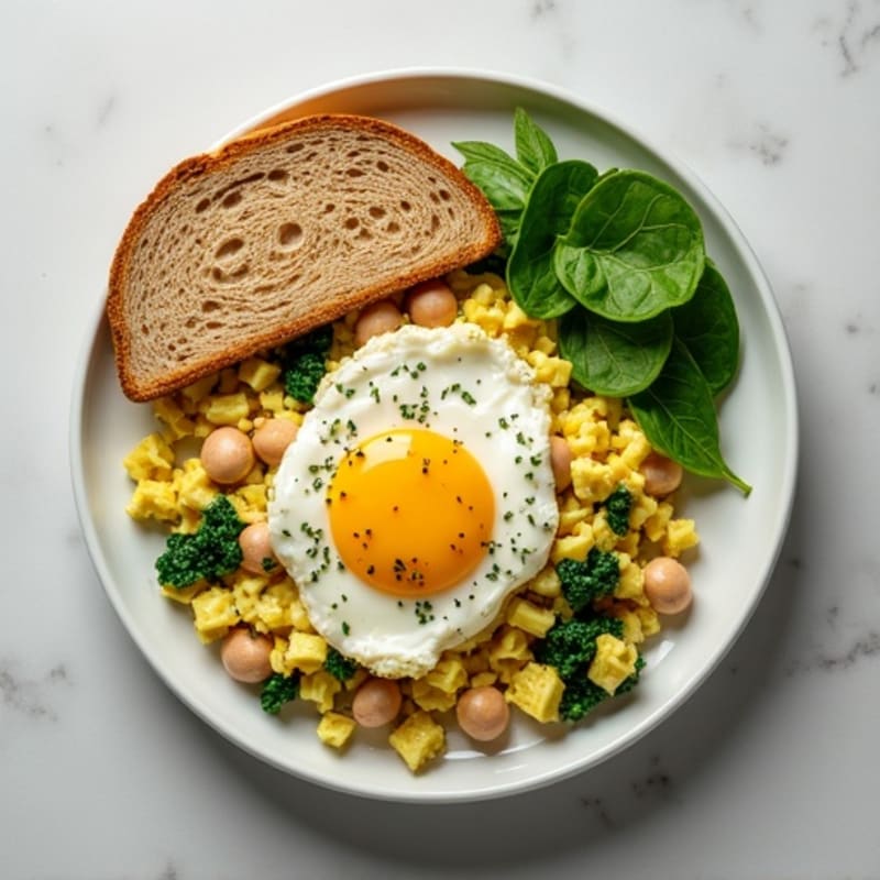 Egg White Scramble with Spinach and Smoked Turkey