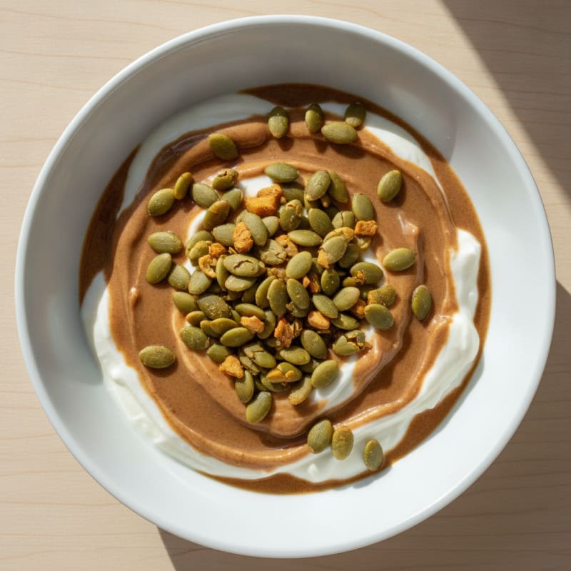 Almond Butter Yogurt Bowl with Pumpkin Seeds