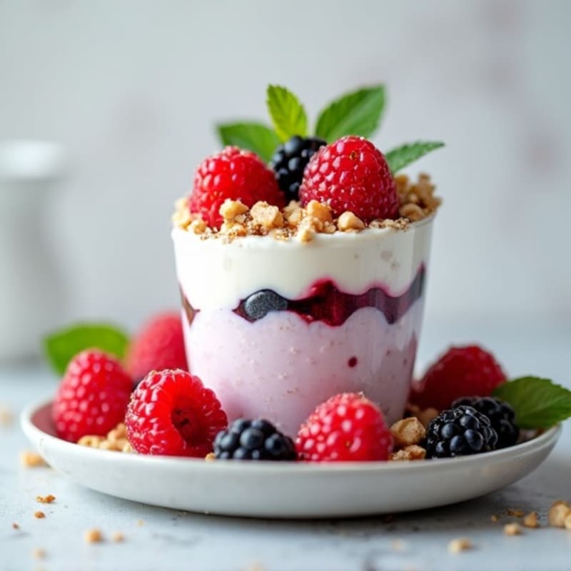Greek Yogurt Protein Parfait with Mixed Berries