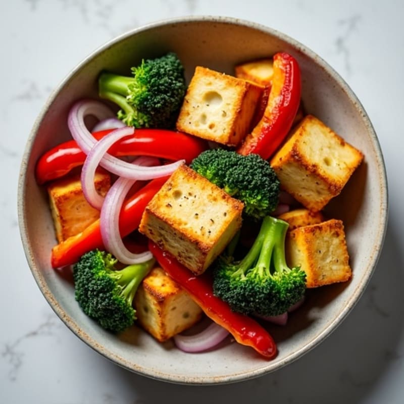 Crispy Baked Tofu with Roasted Vegetables
