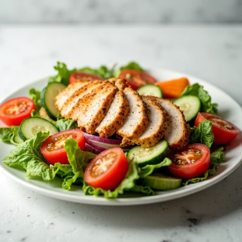 Lean Turkey and Crispy Veggie Chopped Salad with Zesty Oregano Vinaigrette