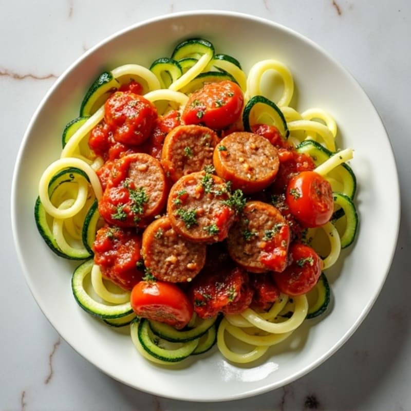 Lean Turkey Sausage Ragu with Zucchini Noodles