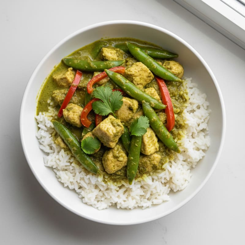 Green Curry Chicken with Coconut Rice