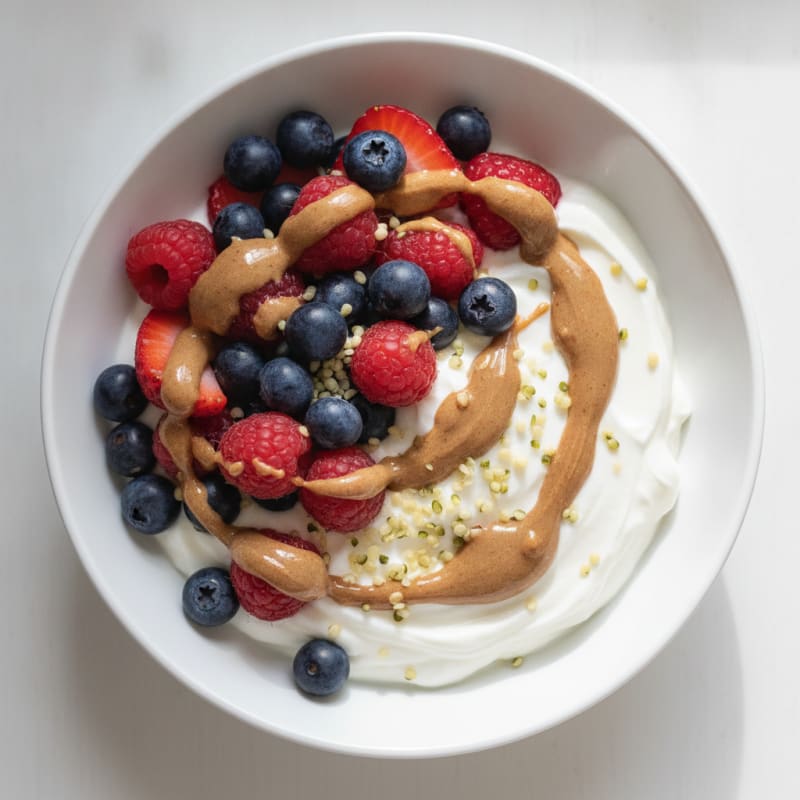 Creamy Greek Yogurt Bowl with Almond Butter and Mixed Berries